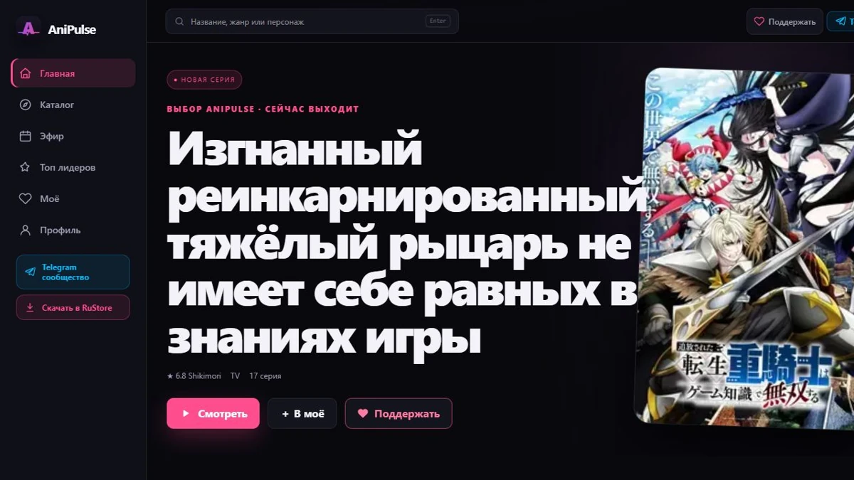 Реальный интерфейс AniPulse
